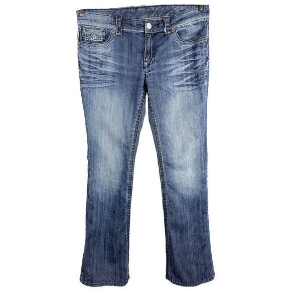 Seven7 Size 12 Jeans Boot Cut Flare‎ Mid Rise Blue Denim Womens Pants 449 - Picture 1 of 14